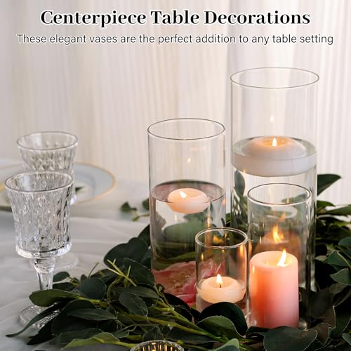 16 PCS Clear Cylinder Vases for Centerpieces | 4, 6, 8,10 Inch Tall Flower Vase for Wedding Decorations, Clear Floating Candle Vases in Bulk, Hurricane Candle Holdersfor Table, Home Décor - color: 16 Pack(4, 6, 8,10 Inch)