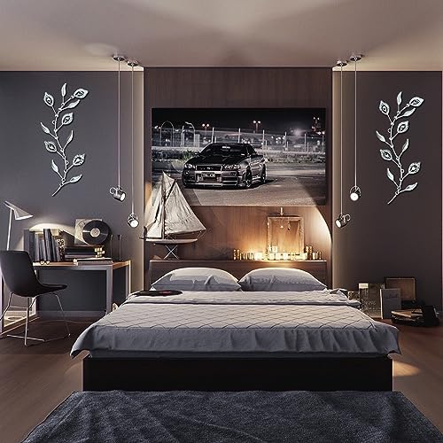 Cityelf 3 Set Crystal Leaf Wall Art Sculpture Iron Tree Leaves Branch Hanging Wall Décor Jeweled Bling Home Deor Acrylic Diamond Accent … - color: silver set 3
