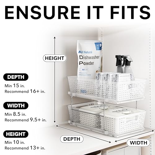Simple Houseware 2 Tier Bathroom Organizer Tray Pull-Out Sliding Drawer/Under-Sink Storage, Clear - color: Clear