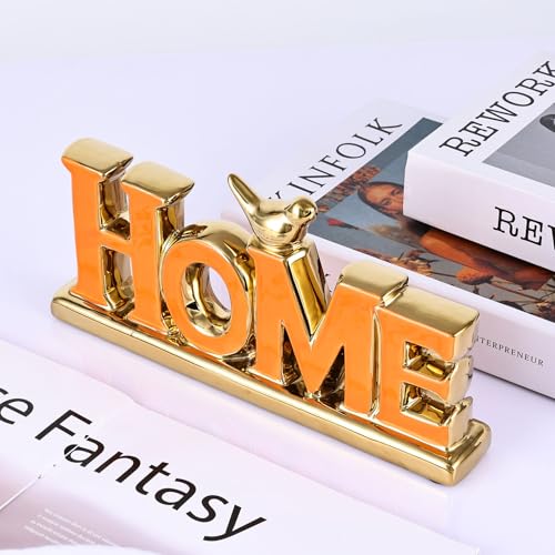 XMGZQ Love Sign Decoration,Orange and Gold Love Signs for Home Decor,Small Bird Sculpture Personalized Decor,Orange Style Figurine Decorative Ornaments for Living Room,Bedroom,Desktop,Cabinets - color: Orange, style: Home
