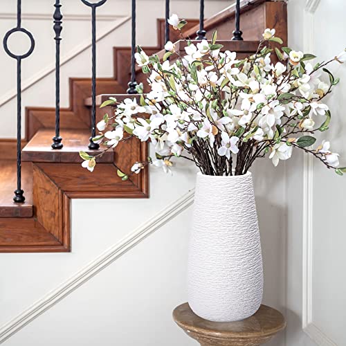 D'vine Dev 12 Inch Textured White Elegant Oval Ceramic Vase for Flowers, Home Décor Vase with Design Box, VS-LD-C-1 - color: Textured White, size: 12 Inch