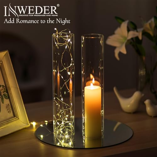 Hurricane Glass Candle Holders: 2.5" W x 12" H Open Ended Clear Cylinder Candle Cover Tall Bottomless Chimney Sleeve Bulk for Pillar & Taper Candles for Wedding Party Christmas Set of 6
