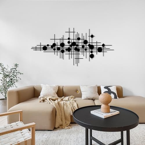 Rajukit Large Modern Geometric Abstract Metal Wall Art – Large Metal Wall Sculpture for Living Room, Versatile Home Decor(31.5 * 14.5”) - size: 31.5"L x 14.5"W