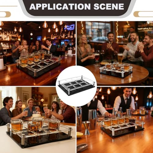 12 Shot Holder Tray Acrylic Shot Tray Clear Wine Glass Organizer Wine Display Holder Cups Display Accessories for Party, Bar, Club,Square Hole: 1.96 Inch - style: 1.96 inch square hole - 3x4 arrangement (12 Holes)