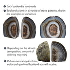 Nature's Decorations Agate Geode Bookends with Rubber Bumpers Premium Quality 3 to 5 lbs Set of Non-Skid Book Stopper for Books, Shelves, Office, Home Decor (Undyed Natural Stone)
