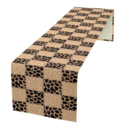 Animal Pattern Splicing Table Runner Natural Wild Artistic Sense Tablerunner for Kitchen Cafe Dining End Table Sofa Holiday Wedding Home Decor 13x36in - color: Fur-1, size: 13x36in