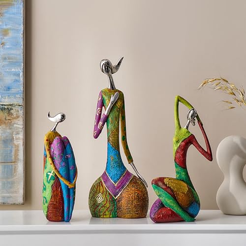 Modern Abstract Resin Sculpture Hand Painted Figurine Metallic Finish Art Collectible for Living Room Shelf Decor Contemporary Home Accent Tabletop Ornament Unique Housewarming Gift,A - color: A