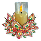 DIY Diamond Art Painting Candlestick Holders 5.71in Mandala Flower Shape Desk Candle Tray Tabletop Ornaments for Wedding Ramadan Party Home Table Centerpiece-Mandala10 - color: Mandala10