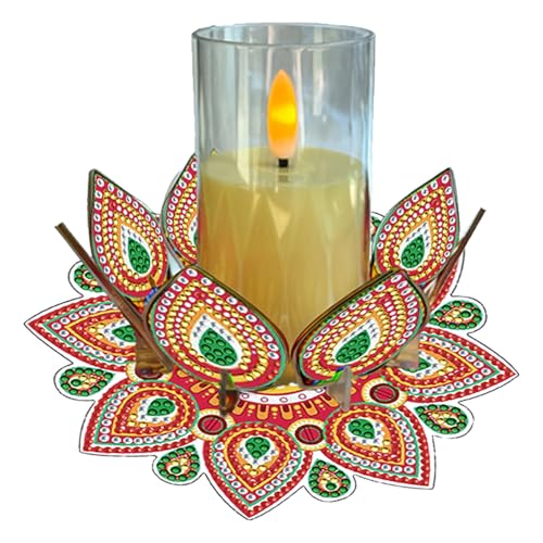 5D DIY Diamond Art Painting PVC Flower Candle Holders Tealight/Tea Light/Votive Candle Holder, for Table Centerpiece Home Décor Party Wedding Dinning-Flower-10 - color: Flower-10