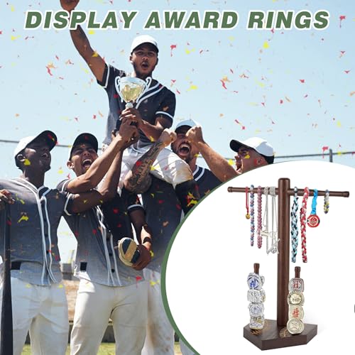 Baseball and Softball Jewelry Organizer, Wooden Baseball Stand and Display Holder for Championship Ring & Drip Necklace, Ring Display Holder , Baseball Accessories Decor, Gift for Athletes and Fans