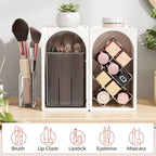 INVSSENE Stackable Makeup Organizer Countertop, Storage Perfume Skincare Cosmetic Lipstick Face Mask Makeup Brush Palettes, Ideal for Vanity Bathroom Counter - color: 3513 White+Coffee