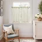 jinchan Boho Linen Blend Kitchen Curtains 36 Inch Length Herringbone Printed Tier Curtains for Small Windows Bathroom Cafe Laundry Room Set of 2 Rod Pocket Green on Linen - color: Arrow | Green on Linen, size: 26"W x 36"L (Pack of 2)