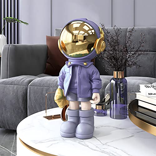 EZ4ENCE Figurine Statue Astronaut Sculpture Spaceman Decor,Sculpture for Home Decor,Arts Purple Shelf Decoration,Cool Metal Mask Table Decor,Large Spaceman Figure Ornament - color: Purple, size: Large