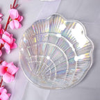 Glitter Glass Jewelry Dish Tray Sparkle Iridescent Seashell Shell Soap Dish Jewelry Organizer for Women Girls Jewelry Trays Jewelry Boxes and Organizers