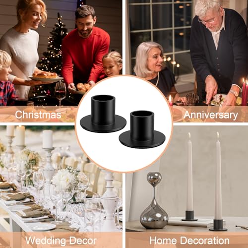 2 Pcs Black Candle Holder - Elegant Taper Candle Holders, Classic Candlestick Holders for Table Centerpiece, Festive Christmas Mantel Display or Sophisticated Home Decor - color: Black