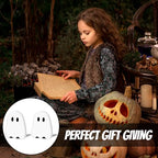JarThenaAMCS 2Pcs Halloween Wood Bookends White Ghost Shape Wooden Book Stands Cute Ghost Non Skid Book Stoppers for Heavy Books Home School Office Library