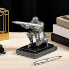 Spakon Knight Pen Holder with 2 Pens Resin Desk Organizers and Accessories Funny Executive Pen Stand Fancy Cool Office Gadgets Cool Desk Decorations for Men Home Supplies(Classic,Iron)