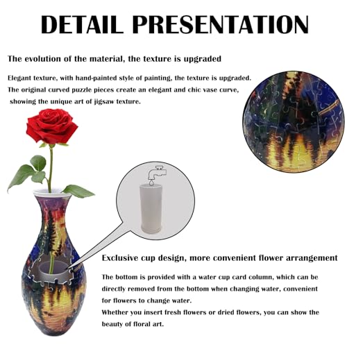3D Puzzle Vase Unique Flower Vase for Adults Made by 160 Curved Plastic Puzzle Pieces, Vases for Flower Home Creative Gift for Parents & Housewarming - color: Dusk