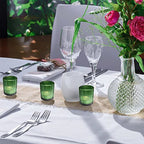 VOHO 12pcs Candle Holder Ribbed Glass, Green Votive Candle Holders for Wedding Party Table Centerpieces, Glass Tealight Candle Holder for Birthday Gift(2.1'' x 2.6'', Green) - color: Green