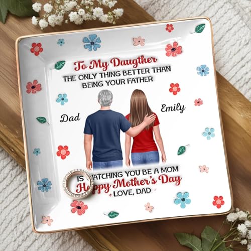 to My Daughter Ring Dish, Personalized Daughter Jewelry Dish, Mothers Day Birthday Gifts for Daughter from Dad, Mothers Day Jewelry Dish for Mothers Day Decorations - color: Style 3