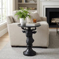 Modern Accent Table with Black Deer Sculpture Base, Minimalist Faux Marble End Table for Living Room Reception Area & Bedroom, 19.69 Inches Wide × 25.59 Inches High - style: black deer
