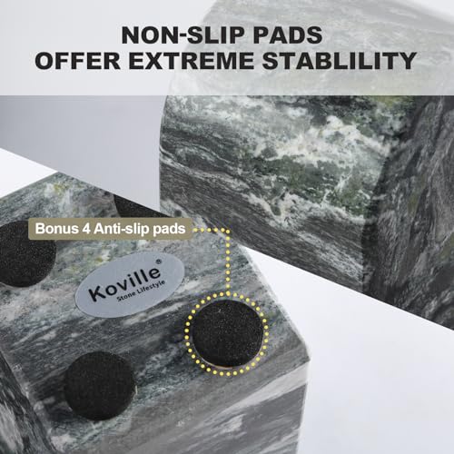 Koville Natural Marble Bookends for Shelves, Decorative Book Ends, 7lbs Heavy-Duty Marble Book Holders, Bookshelf Apartment Decor for Normal Books/CD/Video Games(Olive Green) - color: Green Marble-olive Green, size: 7lb