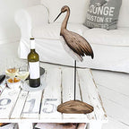 Rustic Wood Crane Nautical Decor - Tabletop & Coastal Beach Themed Decoration for Home Mediterranean Style - size: Large