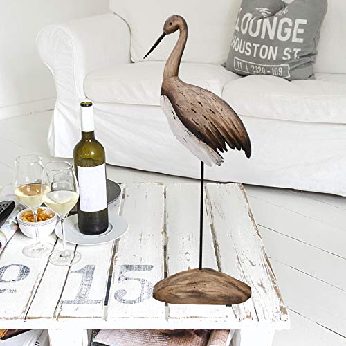 Rustic Wood Crane Nautical Decor - Tabletop & Coastal Beach Themed Decoration for Home Mediterranean Style - size: Large