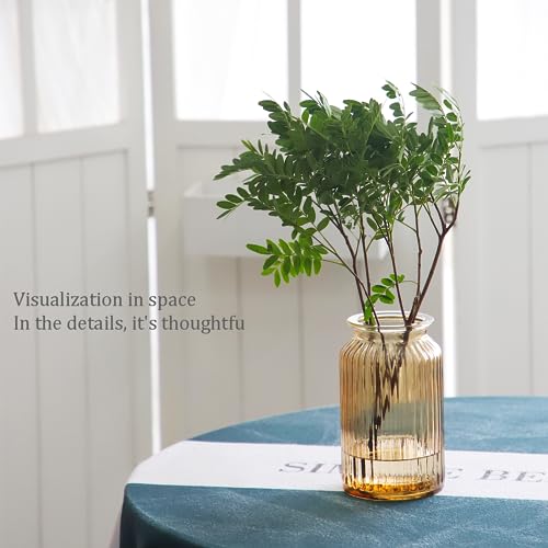 OFFIDIX Glass Vase,7.3 * 4.3in Vertical Line Geometric Faceted Design Flower Vase - color: Yellow