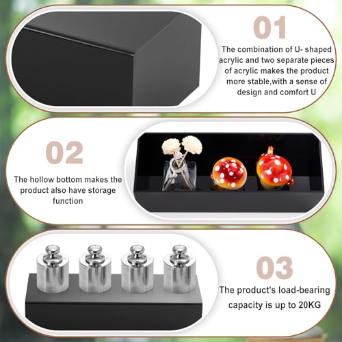 Chunful Black Acrylic Display Box Riser Trophy Base Acrylic Pedestal Stand Block Versatile Trophy Diorama Base and Storage for Photography Props Home Office Decor Showing(16" L X 6" W X 4" H) - size: 16" W X 6" D X 4" H