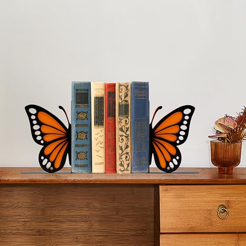 Butterfly Bookends - Decorative and Durable Bow Bookends for Home and Office, Unique and Cute Design