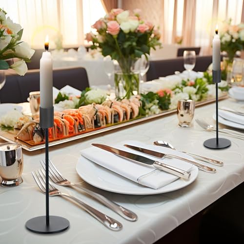 Black Candlestick Holders Bulk for Taper Candles Decorative Metal Candelabra Candle Holders Fit 0.8 Inch Diameter Candles Gold Taper Candle Stands for Wedding Home Party Table Decor (Set of 54) - color: Black, size: 54 pieces