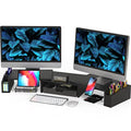 Simple Houseware Desk Dual Monitor Stand Riser with Drawer, Black - color: Black