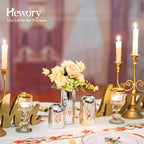 Glass Bud Vases for Centerpieces Silver - Hewory 12pcs Blown Modern Cylinder Small Glass Vases, Mini Bulk Single Flower Vase for Wedding Party Event Home Decor Floral Arrangement (Not Include Flowers)