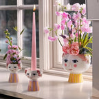 Bjørn Wiinblad Eva Candleholder | Hand-Painted Glazed Ceramic | Lavender | 3.7 in