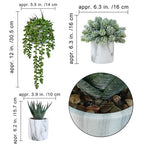 Winlyn Set of 3 Small Artificial Succulent Potted Plants Fake Aloe Hops String of Pearls in Modern Marble Ceramic Planter for Home Garden Bathroom Shelf Office Desk Tabletop Indoor Outdoor Décor