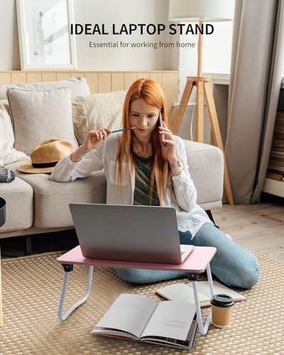 Ruxury Foldable Lap Desk Laptop Stand Bed Desk Table Tray, Breakfast Serving Tray, Portable & Lightweight Mini Table, Lap Tablet Desk for Sofa Couch Floor - Pink - color: Pink