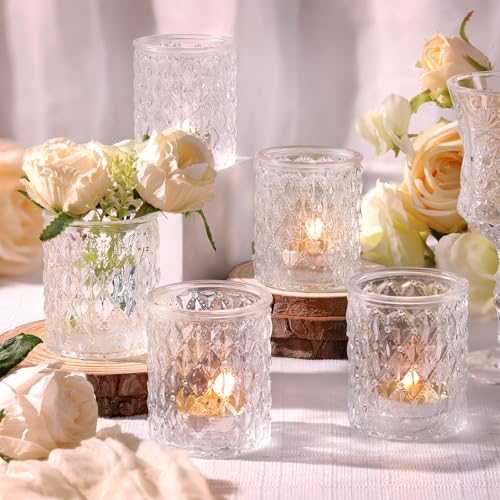 36 Pcs Clear Votive Candle Holders, Glass Candle Holders for Wedding Table Decorations, Tea Light Candle Holder, Candle Votives for Baby Shower Christmas Party Table Decor, Home Decor - color: Clear