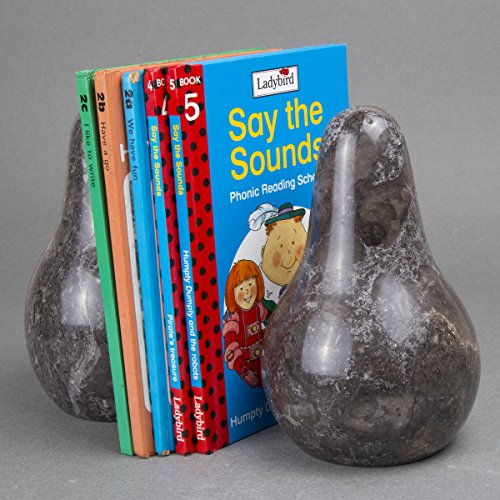 Creative Home Pear-Shaped Solid Marble Bookends – Heavy-Duty Book Ends for Shelves, Home Décor, Office and Classical Interiors, Modern Charcoal Marble Living Room Décor, Set of 2 - style: Pear Shaped