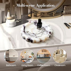SAMAH Calacatta Viola Natural Marble Tray, Scalloped Bathroom Tray, Luxury Decorative Trays for Bathroom, Vanity, Dresser, Kitchen & Home Decor, Valentine's Day House Warming Gifts New Home(Round) - size: 6.3"