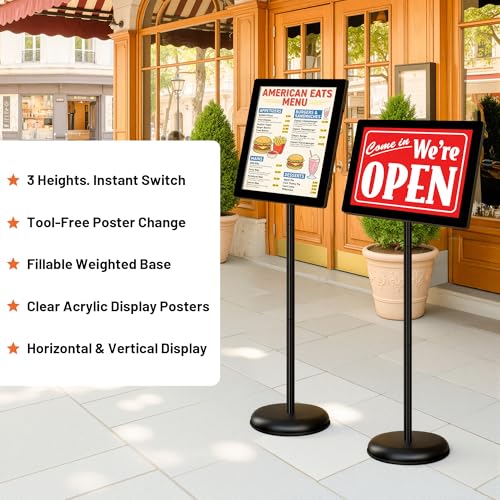 Sign Holder Stand 8.5x11 Inch - Pedestal Floor Standing Sign Holder with Adjustable 360° Rotating Display, Standing & Poster Sign Stand for Business, Mall, Schools, Restaurants – 1 Pack - color: Black, size: Sign Holder Stand 8.5x11 – 1 Pack