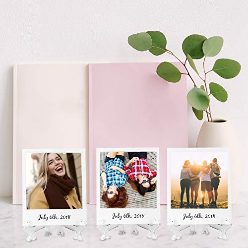 Super Z Outlet Clear Plastic Easels, 3.5” Mini Display Stands for Light Items – 3 oz Capacity Holders for Place Cards, Small Photos, Trading Cards, Table Numbers, and Crafts (12 Pack) - size: 3.5 Inch