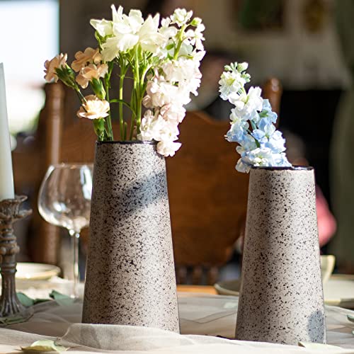 Bdor Ceramic Vase Set of 2, Modern Farmhouse Home Decor, Grey Vase with Polka Dots, Perfect for Dining, Living, Bathroom & Kitchen - color: Gray