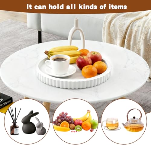 Round Concrete Tray for Coffee Table, 12 Inch Decorative Centerpiece Tray for Living Room, Kitchen & Home Decor(Color:White) - color: White