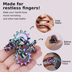 Infinity Gear Fidget Toy, Solid Metal Never Ending Flippy Novelty Kinetic Desk Toy, Relieve Stress, Anxiety, Promotes Focus, Keep Fingers/Hands Busy, Avoid Bad Habits (Rainbow) - color: Rainbow