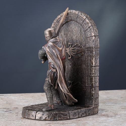 Veronese Design 7 5/8 Inch Maltese Crusader Armored Knight Guarding Door Decorative Bookend Cold Cast Resin Bronze Finish Sculpture Statue
