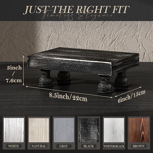 EOSAHR Stylish Pine Wood Risers for Decor for Kitchen Sink & Small Vanity - Risers Display Stands for Home Decor - Chic Sponge Holder & Bathroom Organizer (Black, 8.5") - color: D-Pine Wood-BLack