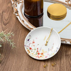 Crisky Initial Jewelry Tray Ring Dish & Gift Box, Ceramic Flower Trinket Dish for Rings Earrings Necklaces Keys, Bridal Shower Engagement Birthday Gift for Women, Friends 4.57" (Gold Foil J - style: Initial J