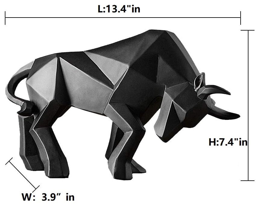 SMRTHMRT Abstract Geometric Sculptures Animals Statues,Collectible Figurines Home Office Tabletop Ornaments (Black Bull) - color: Black Bull