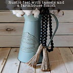 Boho Wood Decorative Beads & Tassel Garland Black - color: Black